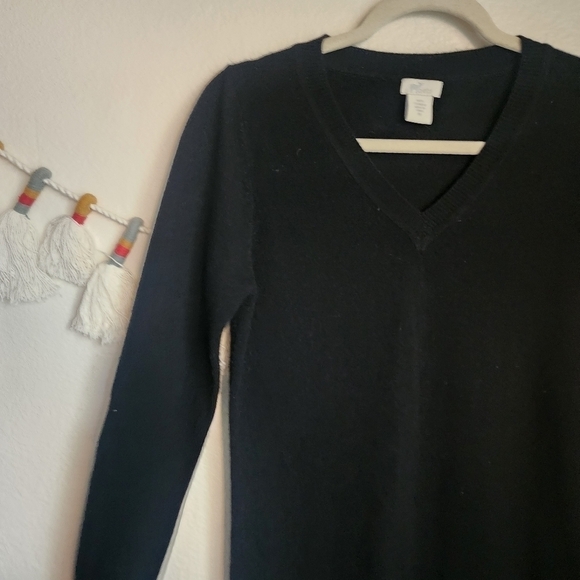 Oats Cashmere Black Knit Ruffle Tunic Sweater Top Luxurious Minimalist Boho M - Picture 3 of 9